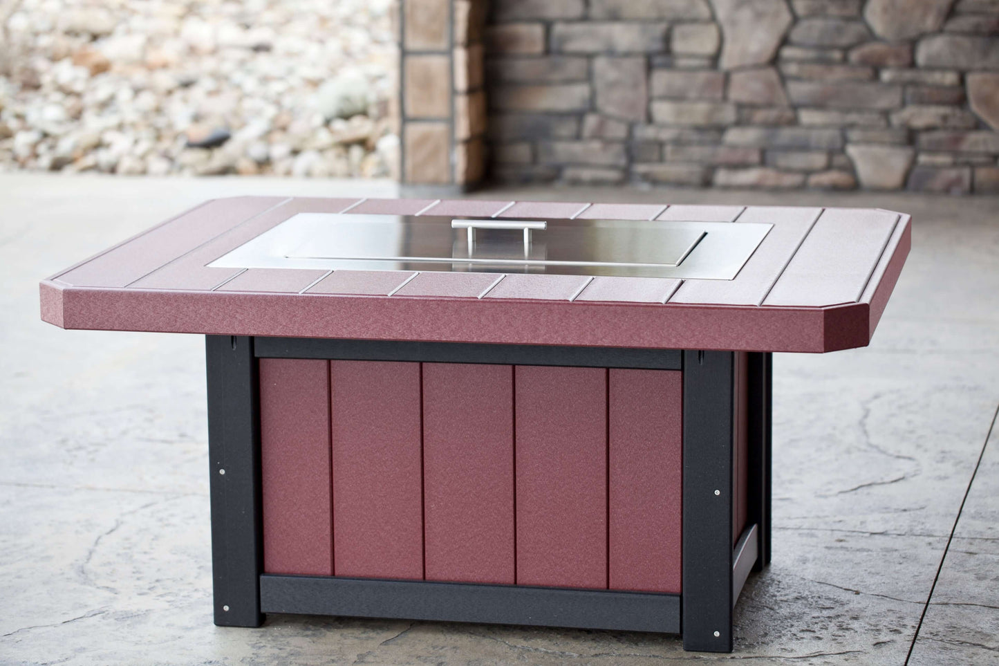 LuxCraft Outdoor Fire Pit with stainless steel burner cover