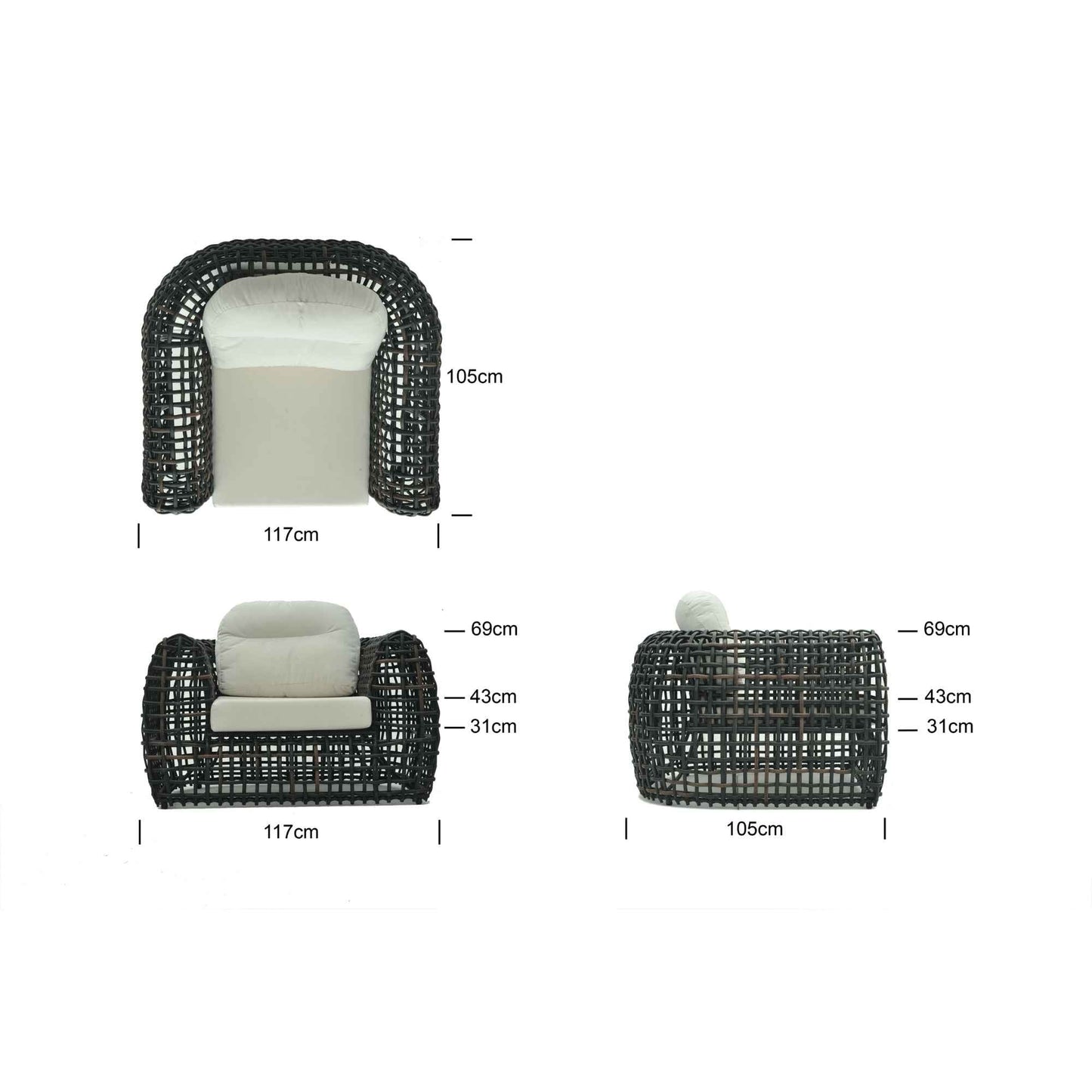 Dynasty 5-Piece Outdoor Seating Set with Sunbrella Cushion (Black Mushroom)