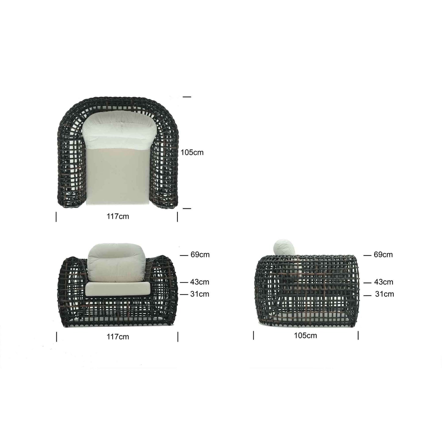 Dynasty 5-Piece Outdoor Seating Set with Sunbrella Cushion (Black Mushroom)