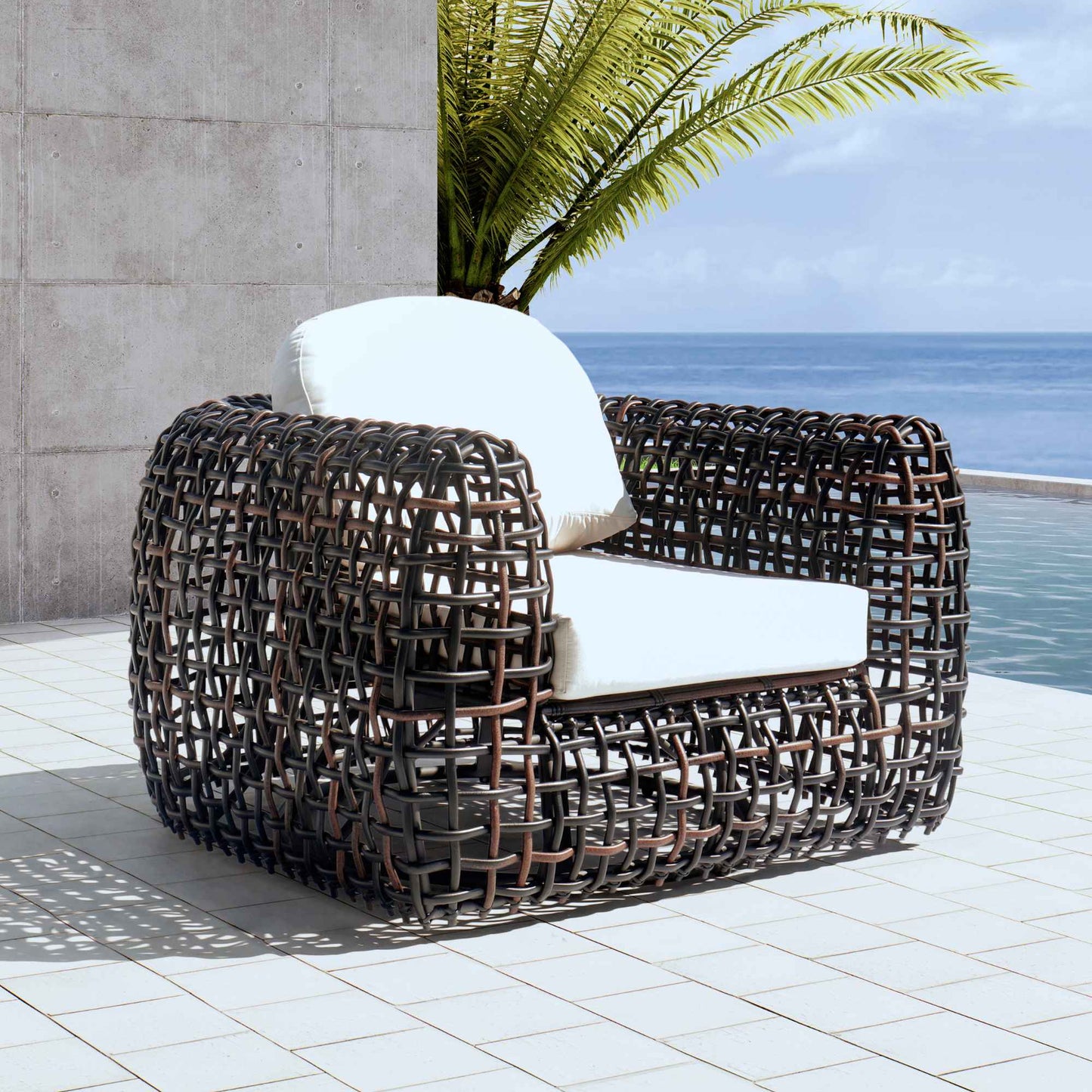 Dynasty Swivel Armchair (Black Mushroom) with Sunbrella Cushion