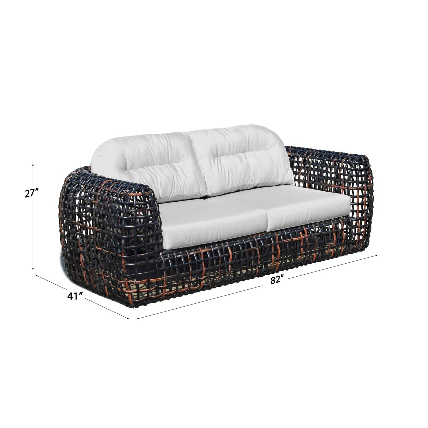 Dynasty Outdoor Sofa (Black Mushroom) with Sunbrella Cushion