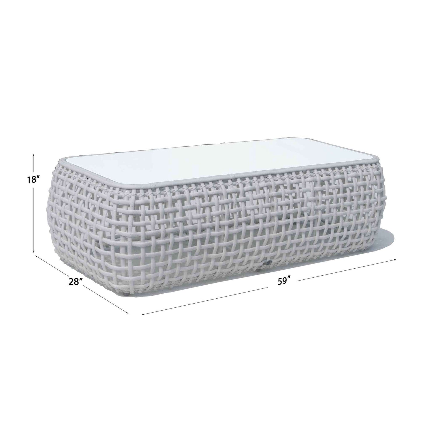 Dynasty Outdoor Coffee Table with Glass (White Mushroom)