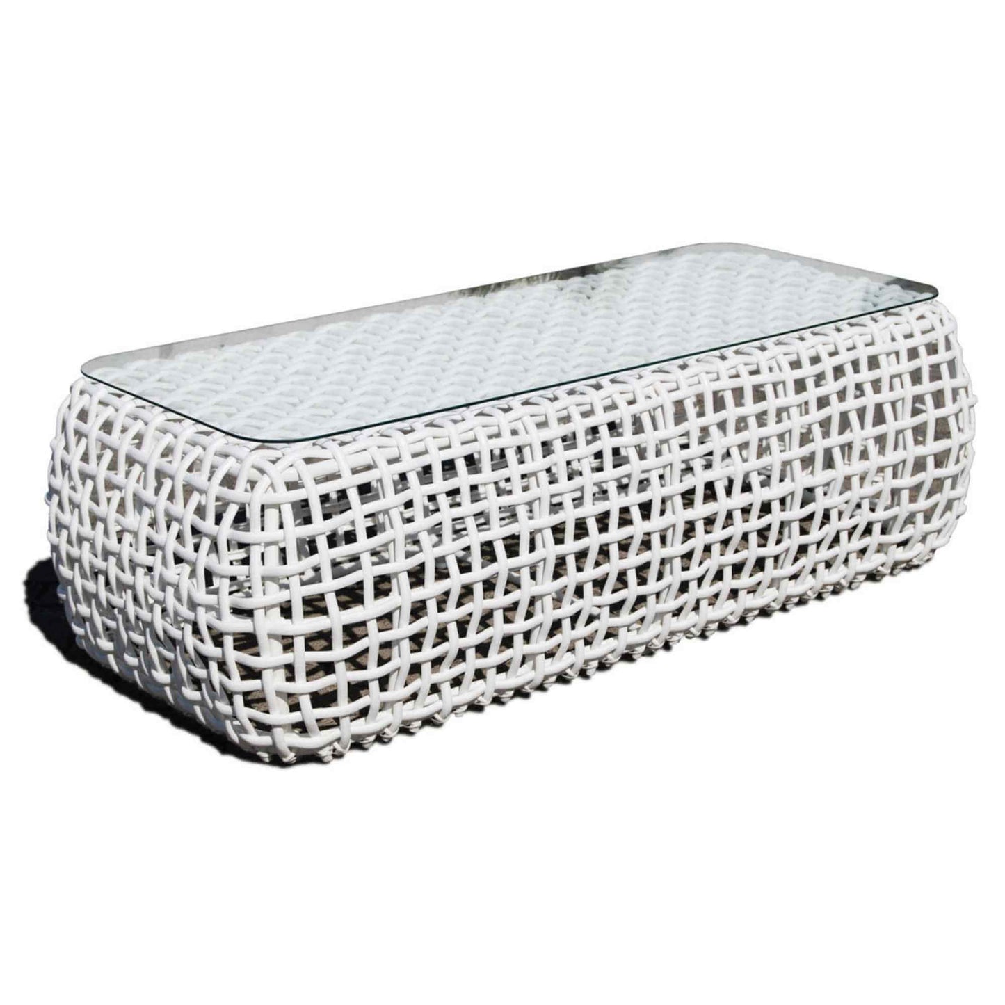 Dynasty Outdoor Coffee Table with Glass (White Mushroom)