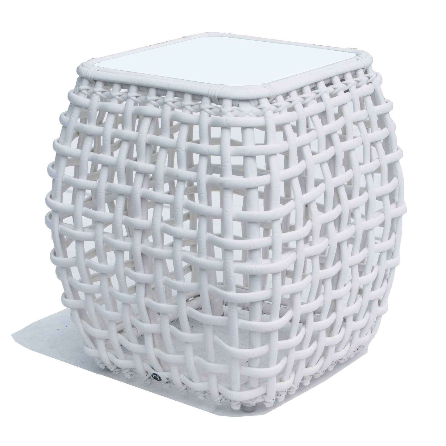 Dynasty Outdoor Side Table with Glass (White Mushroom)