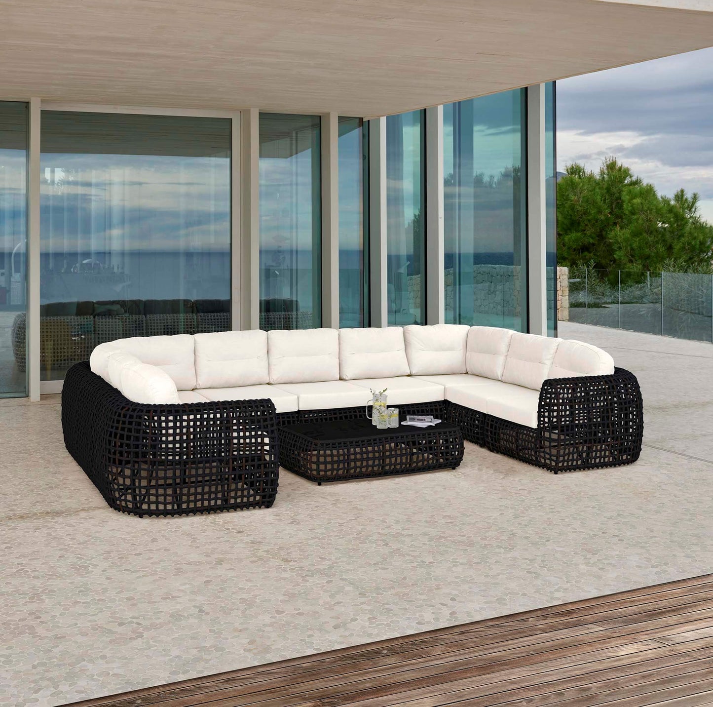 Dynasty 10-Piece Sectional Set (Black Mushroom) with Sunbrella Cushions