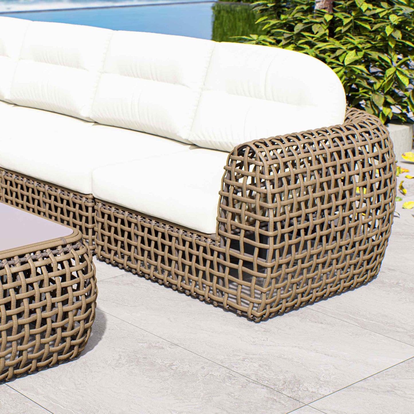 Dynasty 10-Piece Sectional Set (Kubu Mushroom) with Sunbrella Cushions