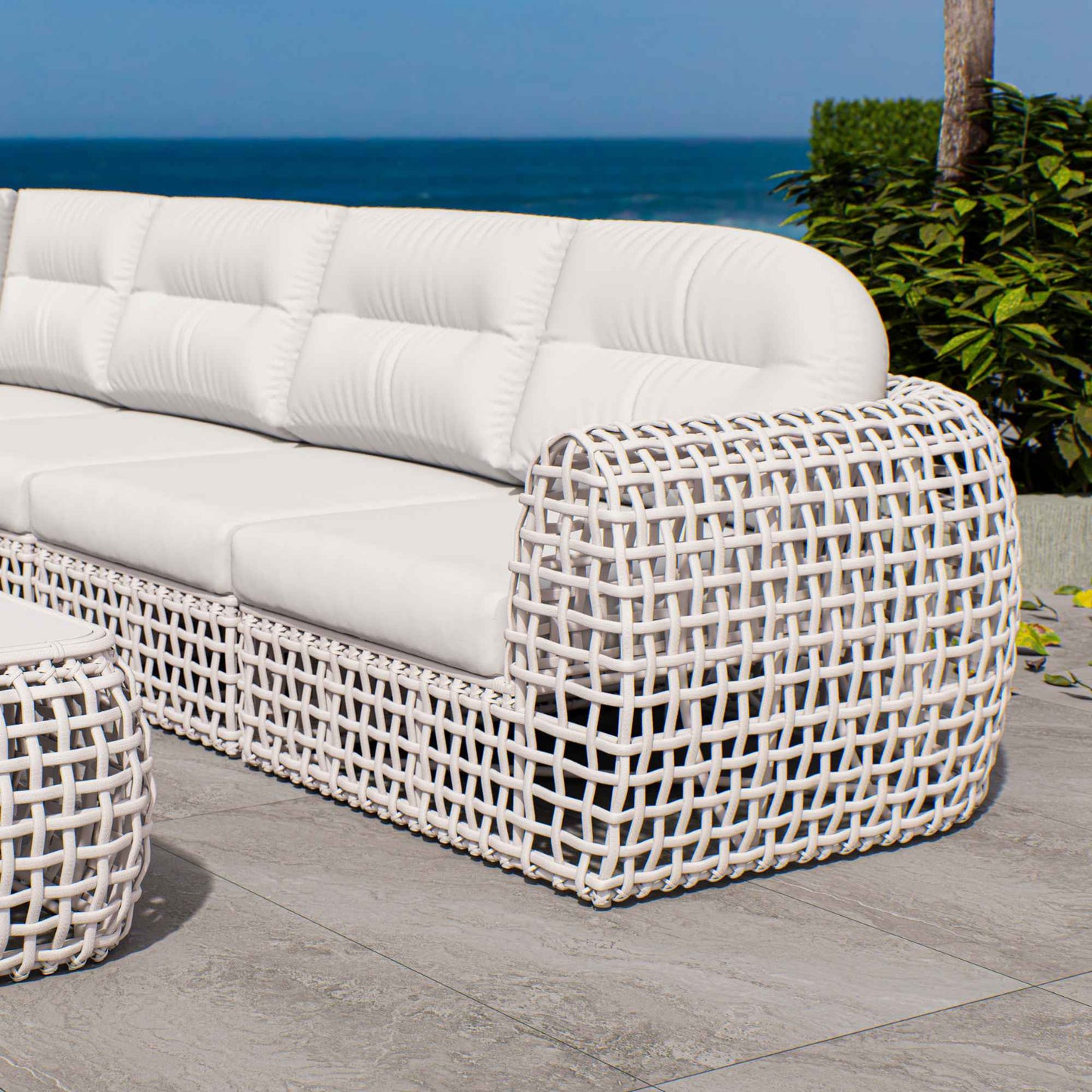 Dynasty 10-Piece Sectional Set (White Mushroom) with Sunbrella Cushions