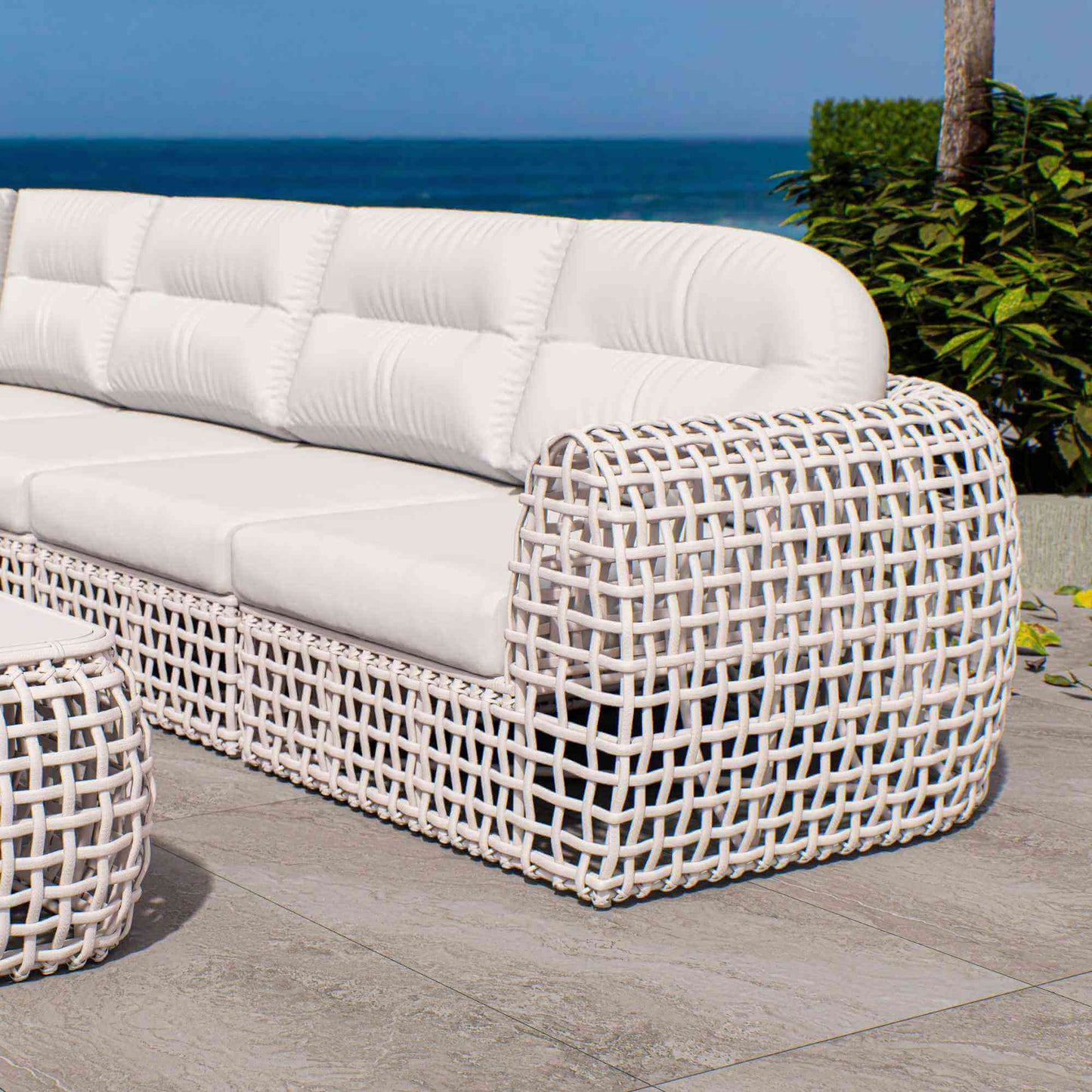 Dynasty 10-Piece Sectional Set (White Mushroom) with Sunbrella Cushions