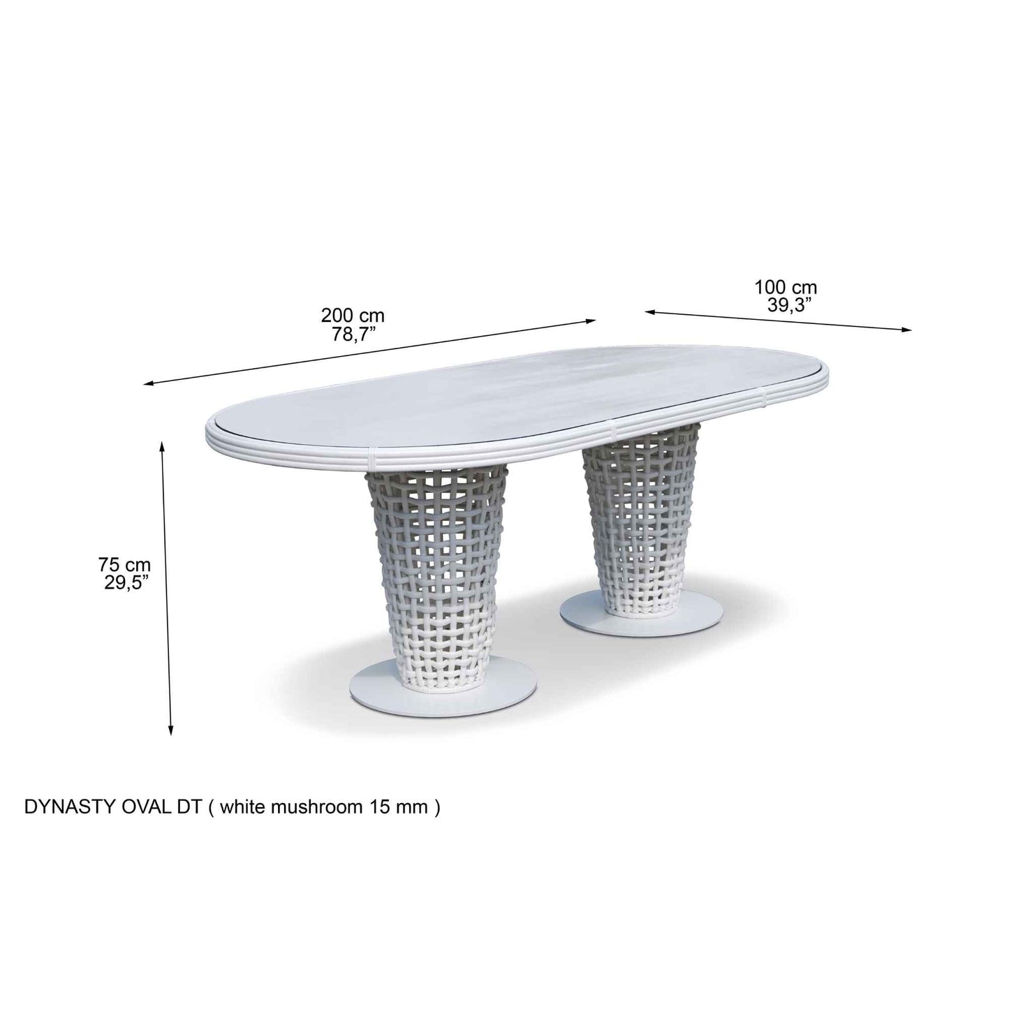Dynasty 7-Piece Dining Set with Sunbrella Cushion (White Mushroom)
