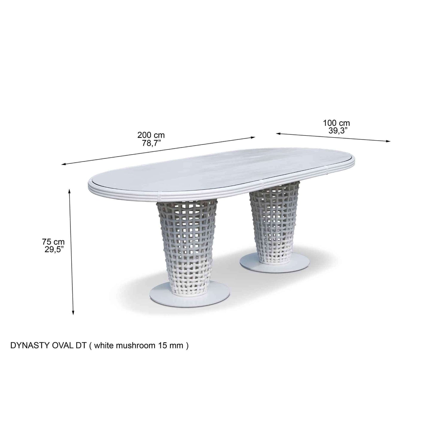 Dynasty 7-Piece Dining Set with Sunbrella Cushion (White Mushroom)
