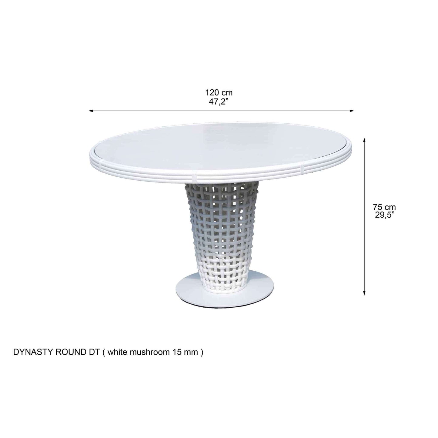 Dynasty 5-Piece Dining Set with Sunbrella Cushion (White Mushroom)