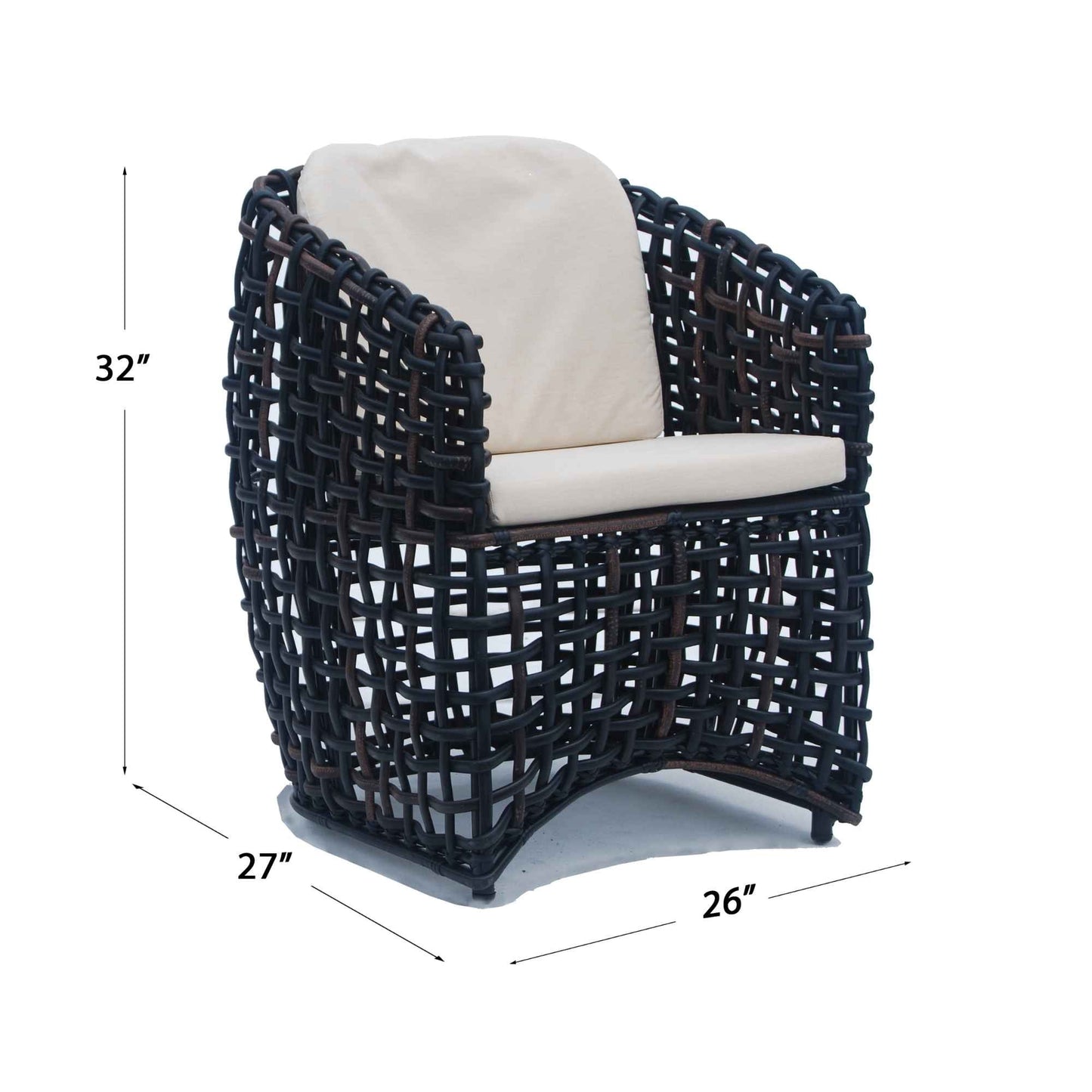 Dynasty 7-Piece Dining Set with Sunbrella Cushion (Black Mushroom)