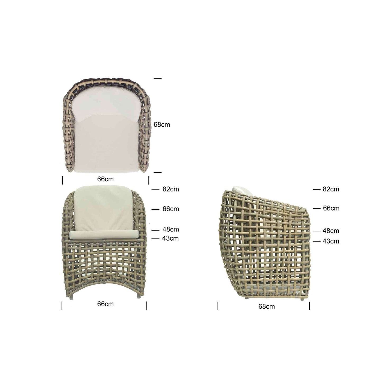 Dynasty 5-Piece Dining Set with Sunbrella Cushion (Kubu Mushroom)