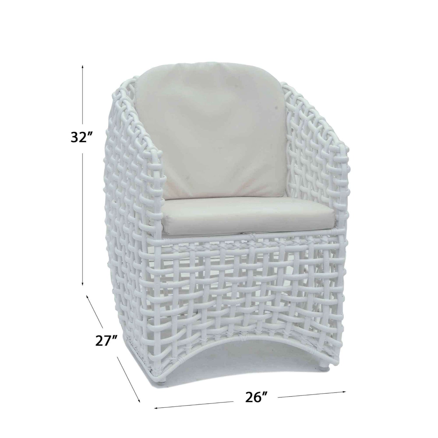 Dynasty Outdoor Dining Armchair with Sunbrella Cushion (White Mushroom)