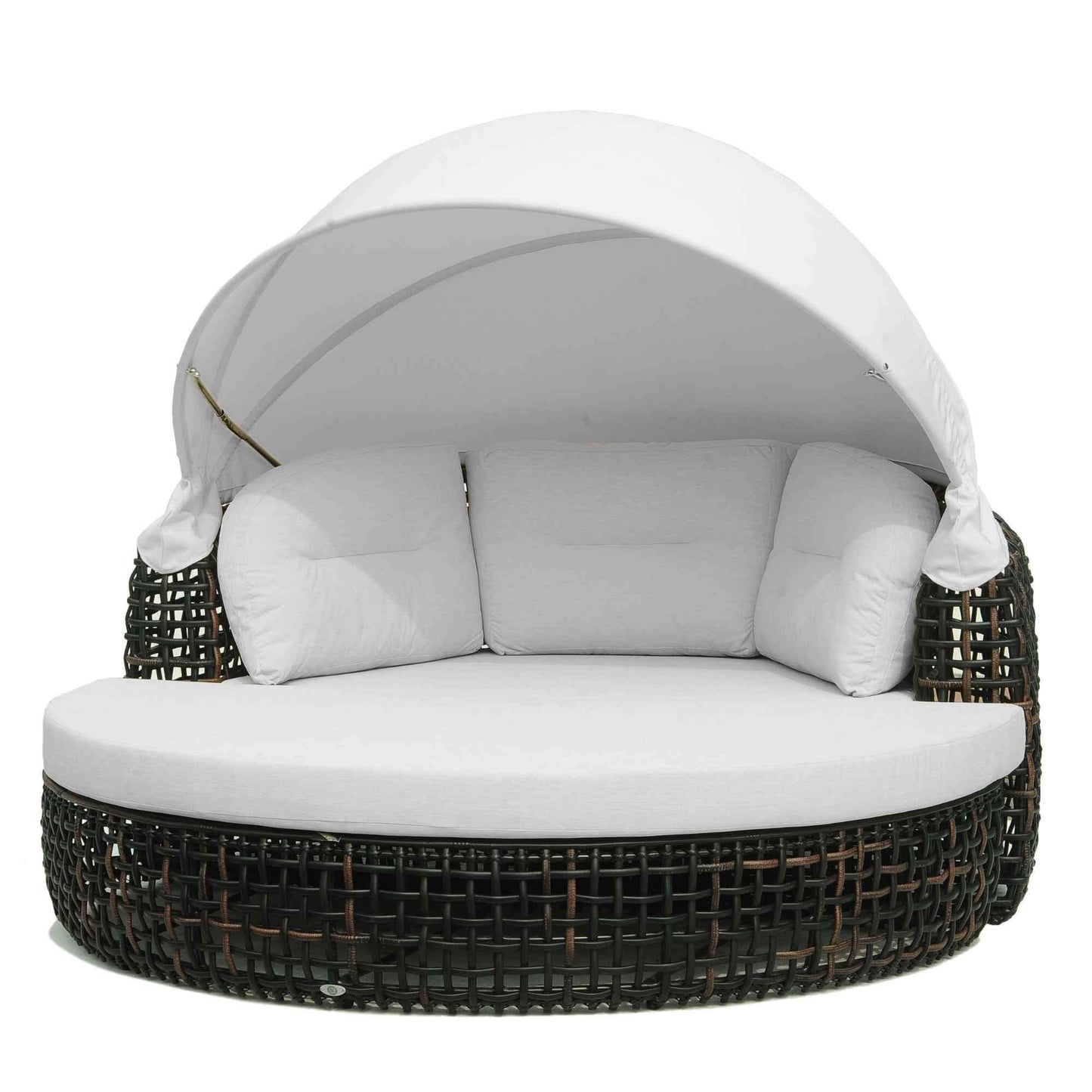 Dynasty Daybed with Canopy and Sunbrella Cushions (Black Mushroom)