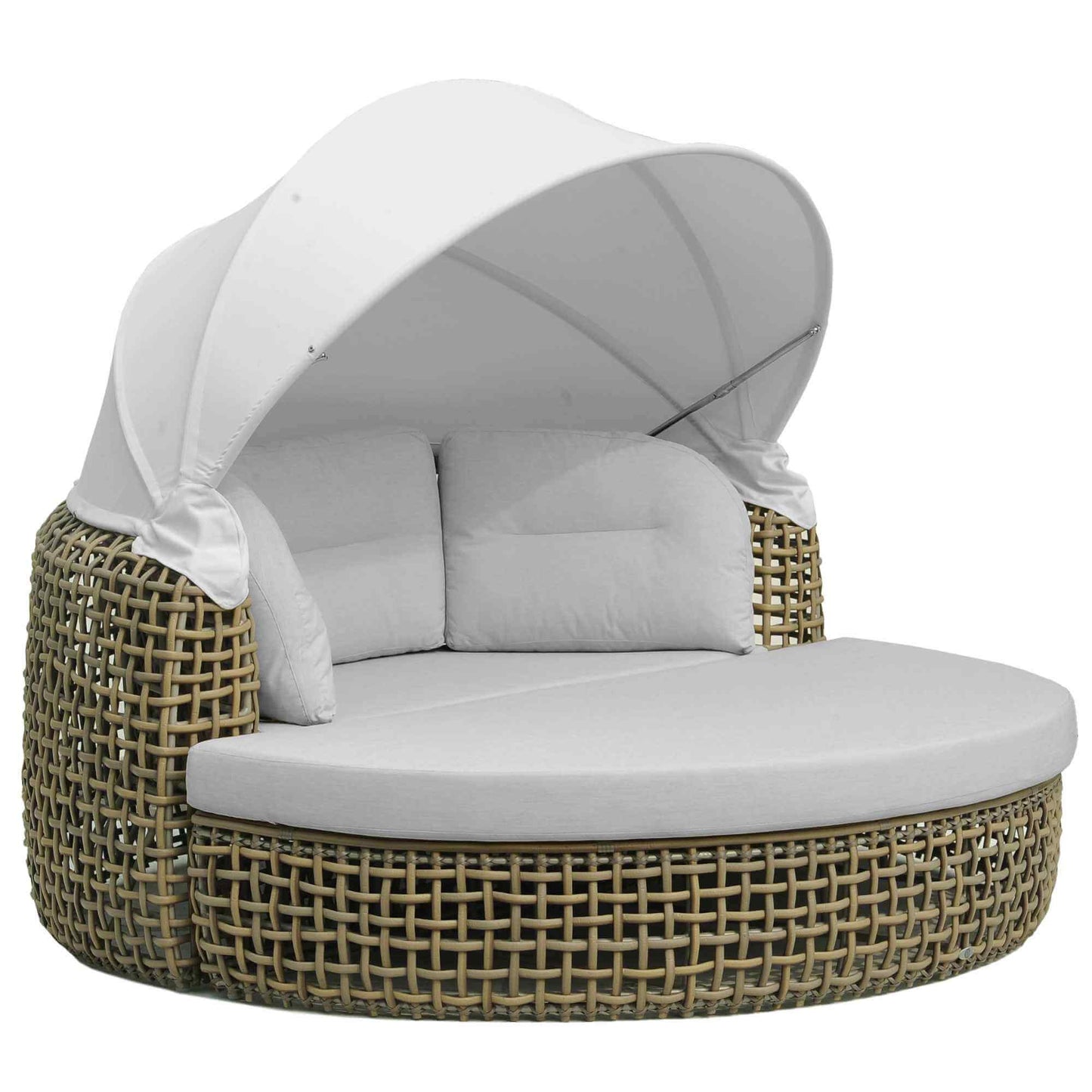 Dynasty Daybed with Canopy and Sunbrella Cushions (Kubu Mushroom)
