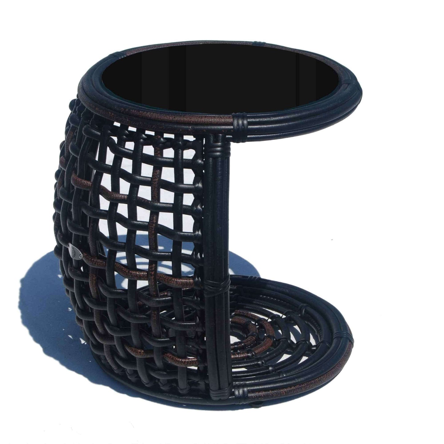 Dynasty Outdoor Auxiliary Table with Glass (Black Mushroom)