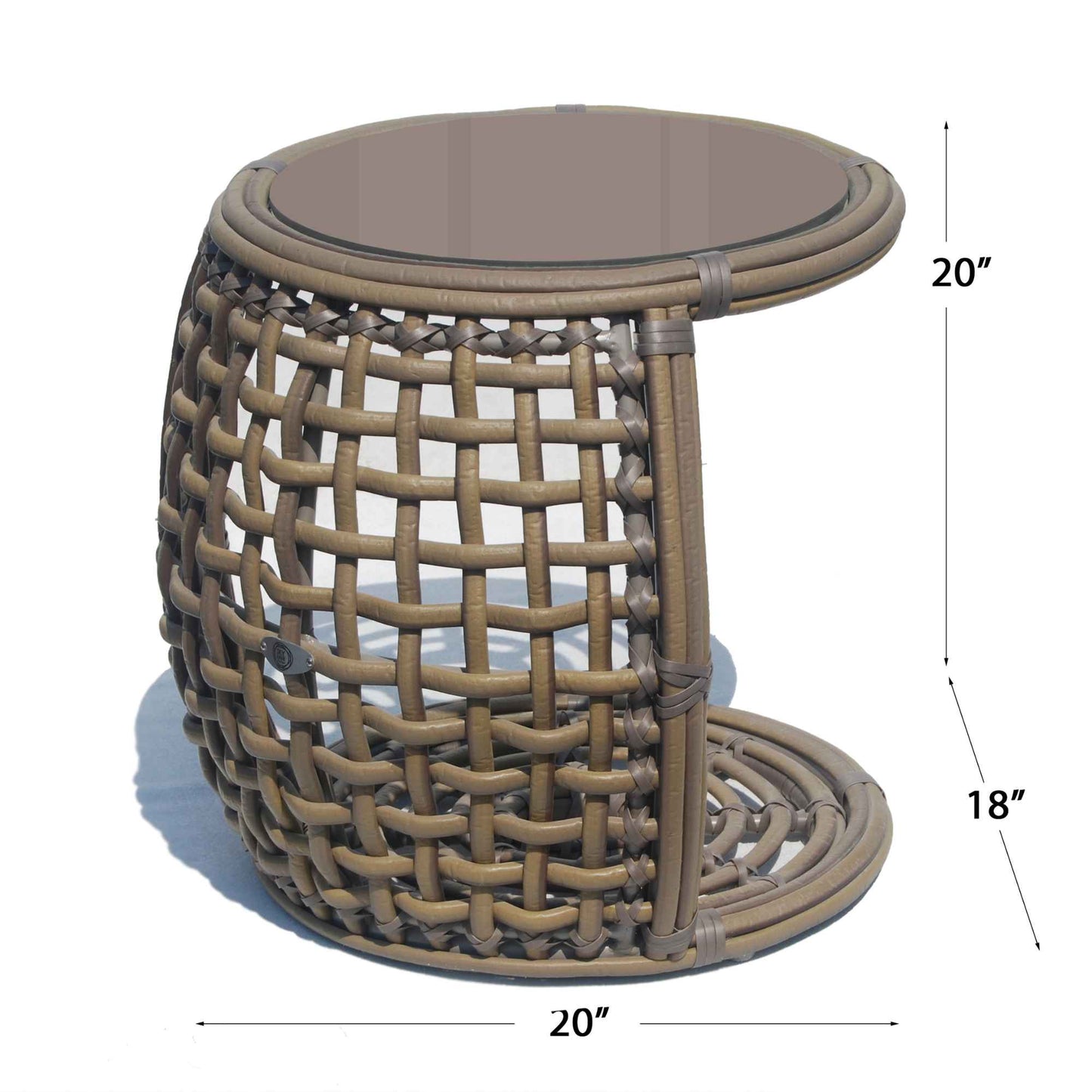 Dynasty Outdoor Auxiliary Table with Glass (Kubu Mushroom)