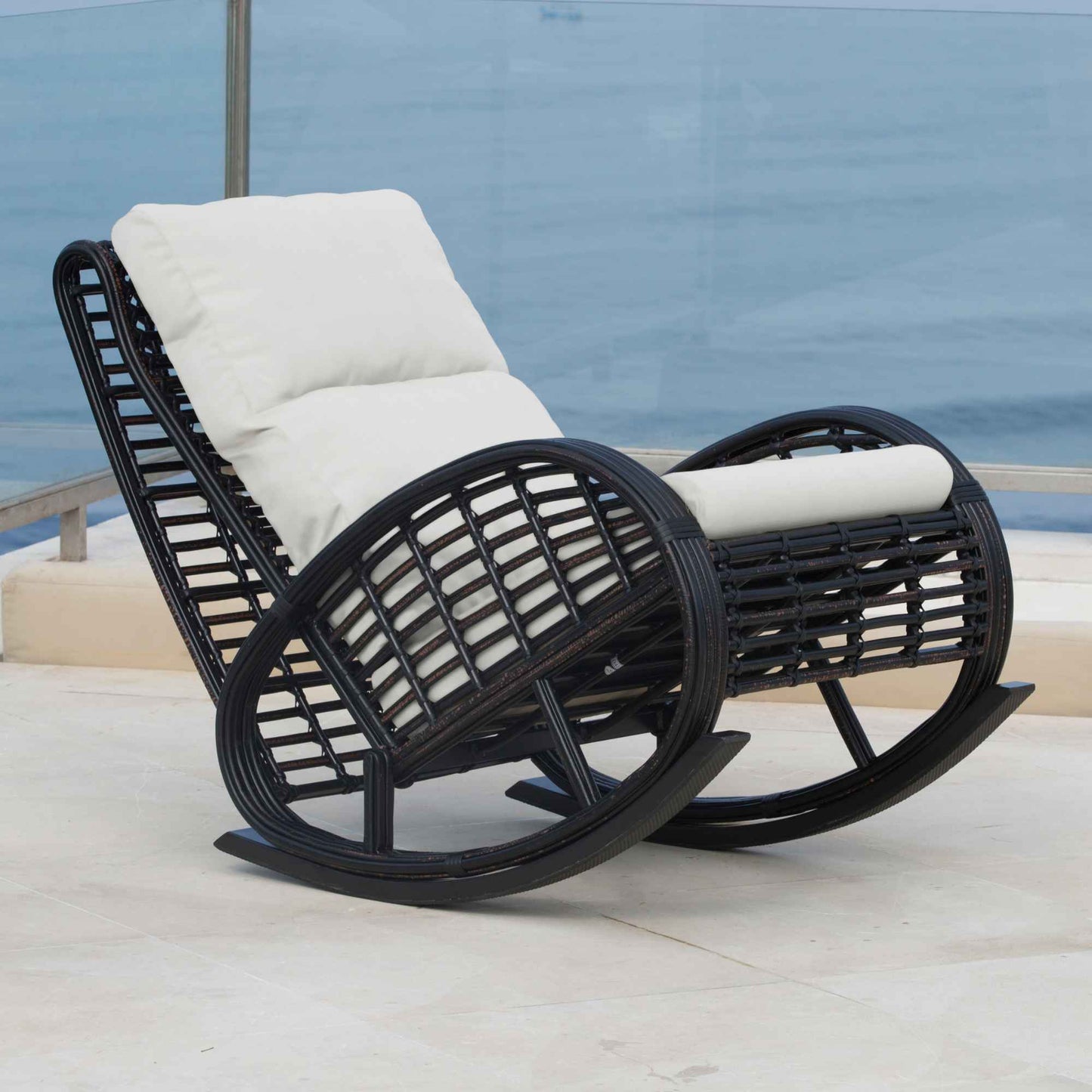 Dynasty Rocker with Sunbrella Cushion (Black Mushroom)