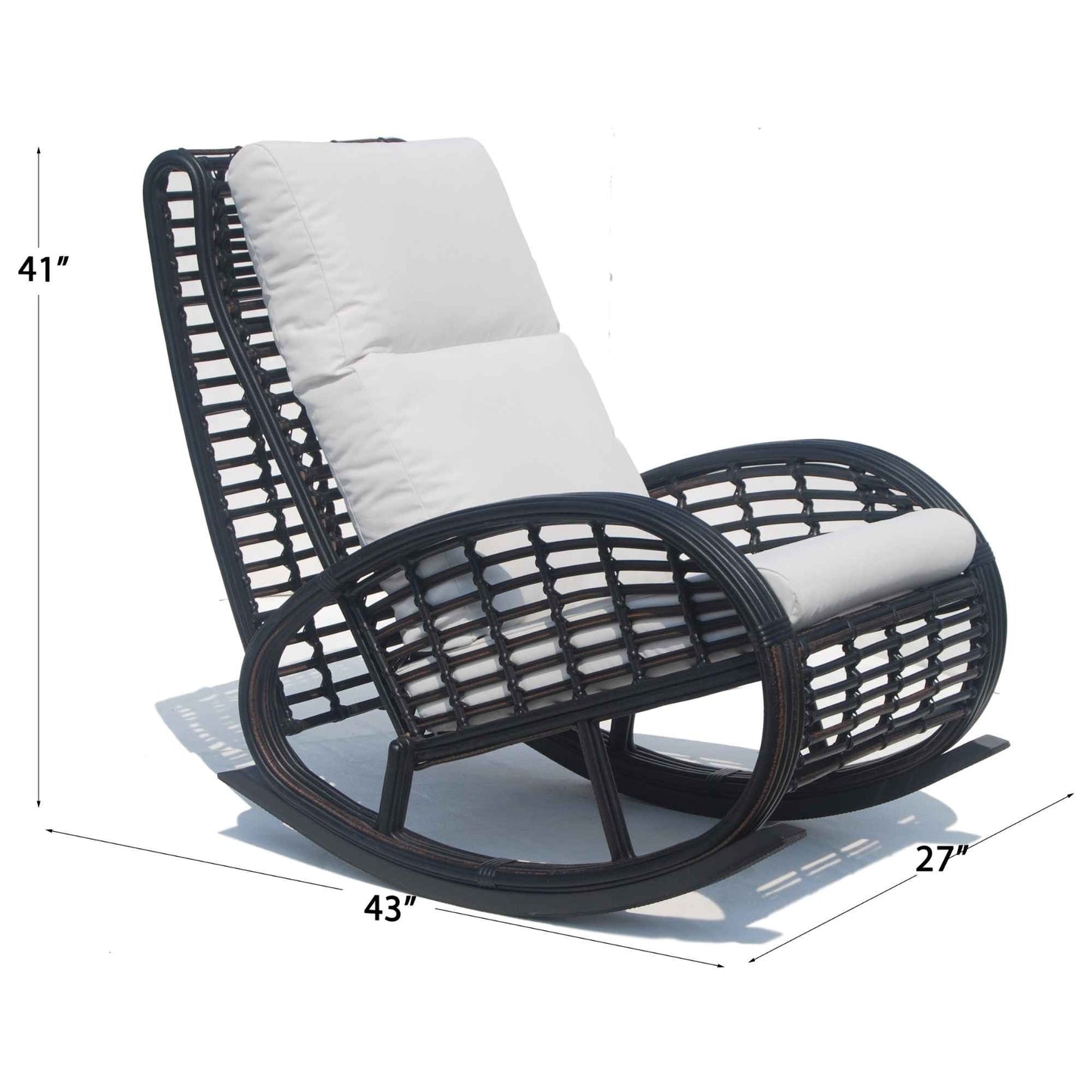 Dynasty Rocker with Sunbrella Cushion (Black Mushroom)