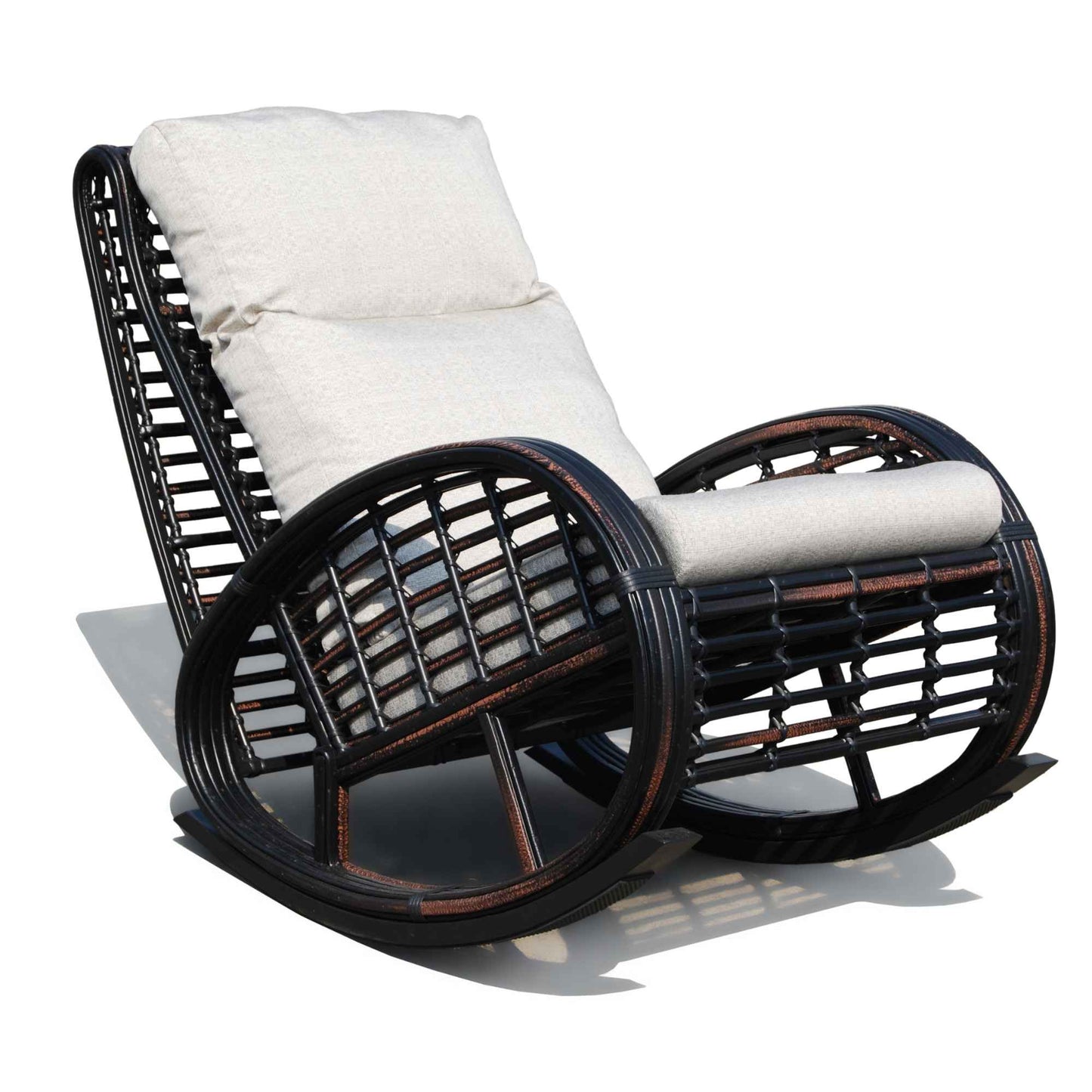 Dynasty Rocker with Sunbrella Cushion (Black Mushroom)