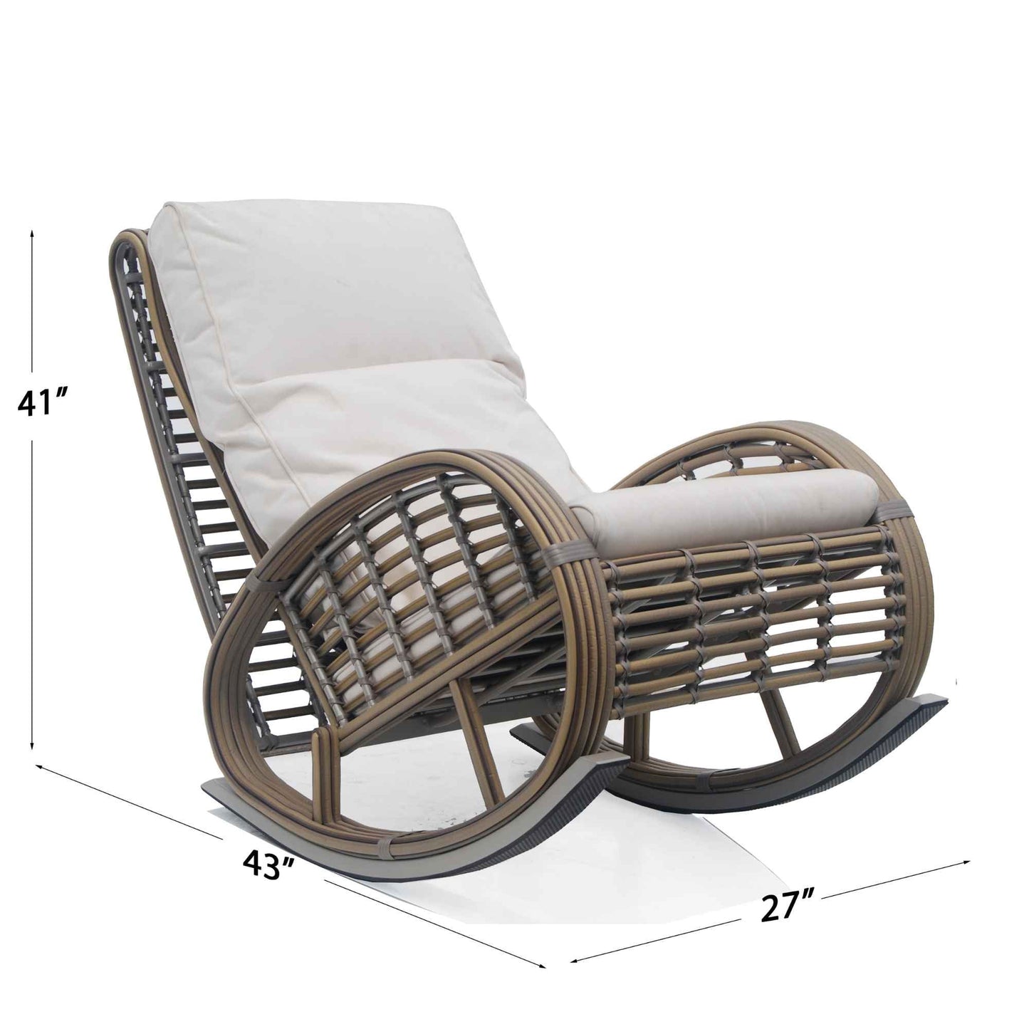 Dynasty Rocker with Sunbrella Cushion (Kubu Mushroom)