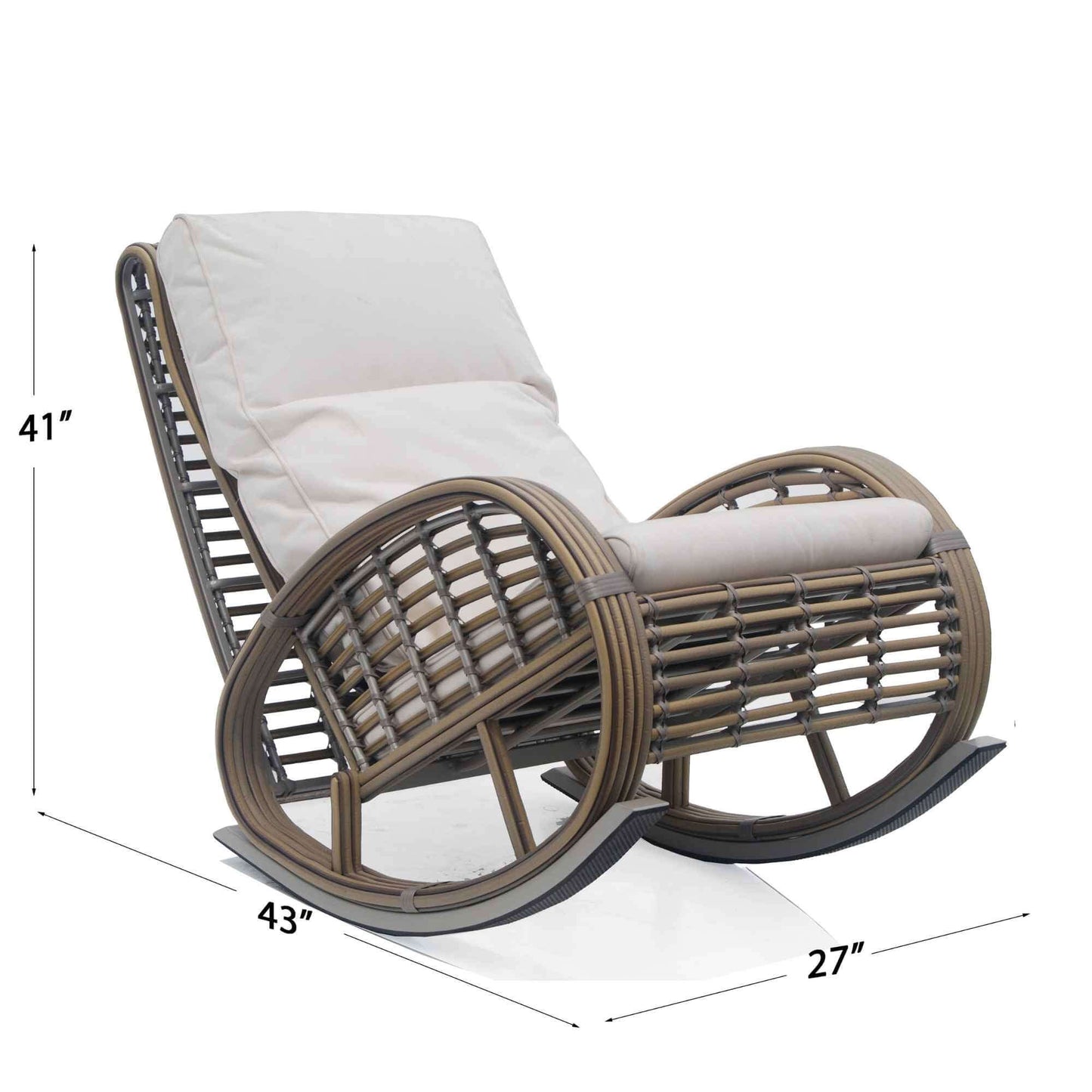 Dynasty Rocker with Sunbrella Cushion (Kubu Mushroom)