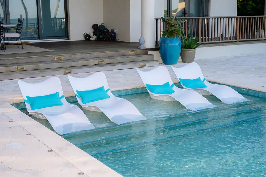 Panama Jack In-Pool chaise loungers set of 4 with built-in drain hole