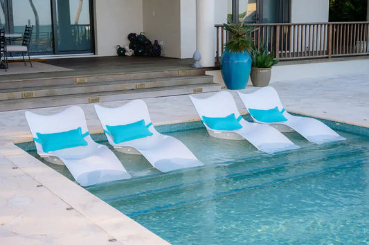 Panama Jack In-Pool chaise loungers set of 4 with built-in drain hole
