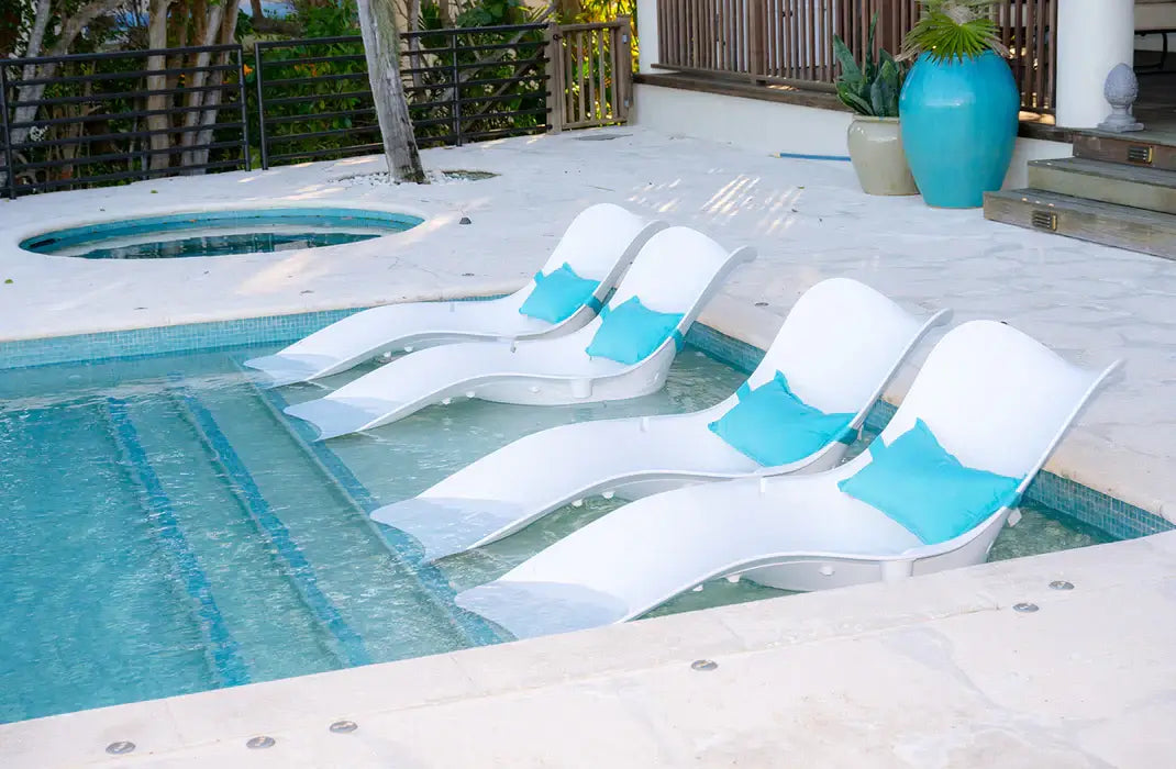 Panama Jack In-Pool chaise loungers set of 4 with built-in drain hole