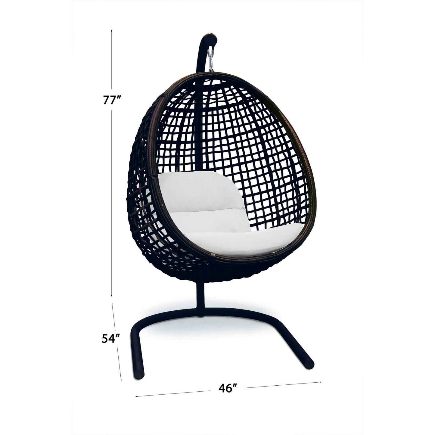 Dynasty Hanging Chair with Frame and Sunbrella Cushion (Black Mushroom)