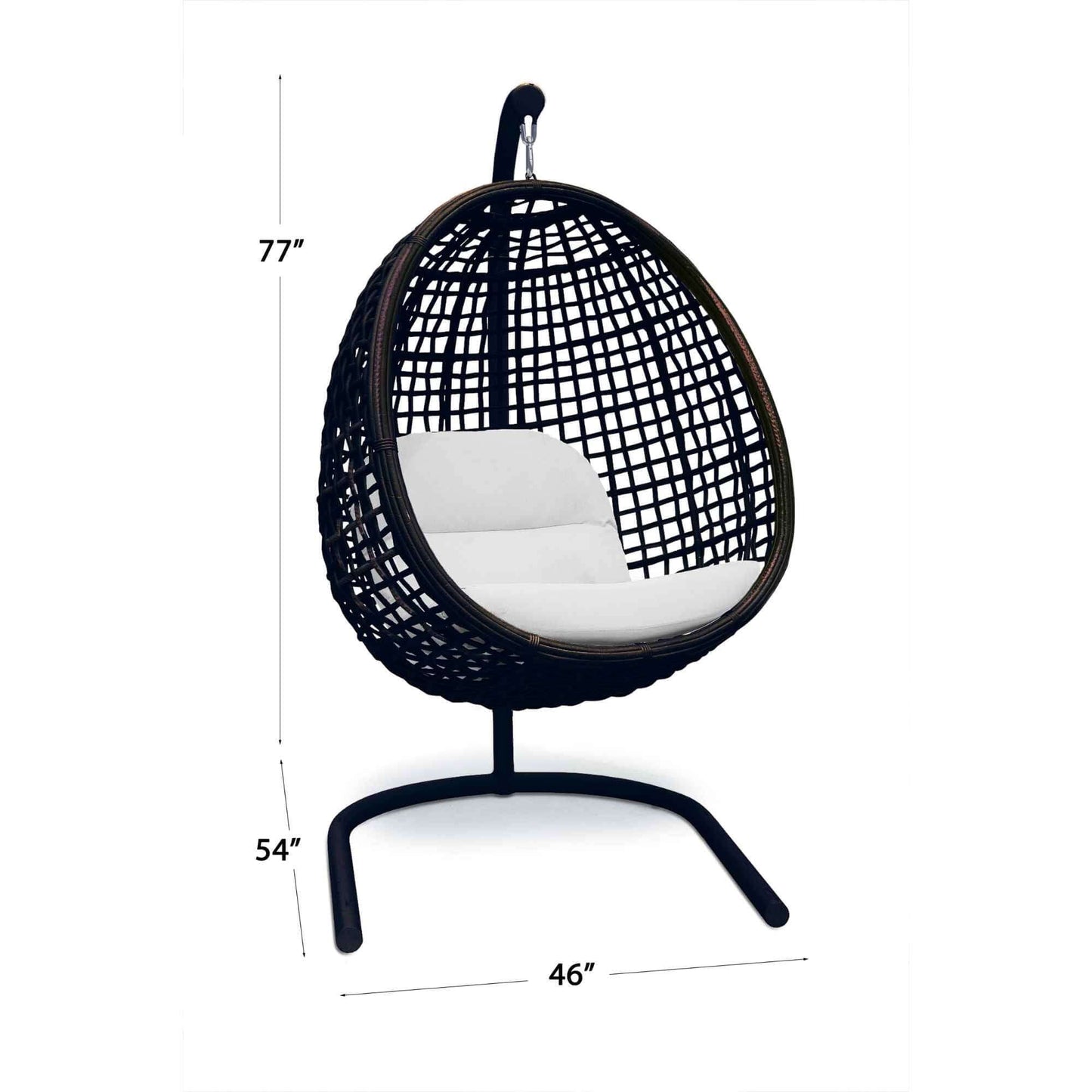 Dynasty Hanging Chair with Frame and Sunbrella Cushion (Black Mushroom)