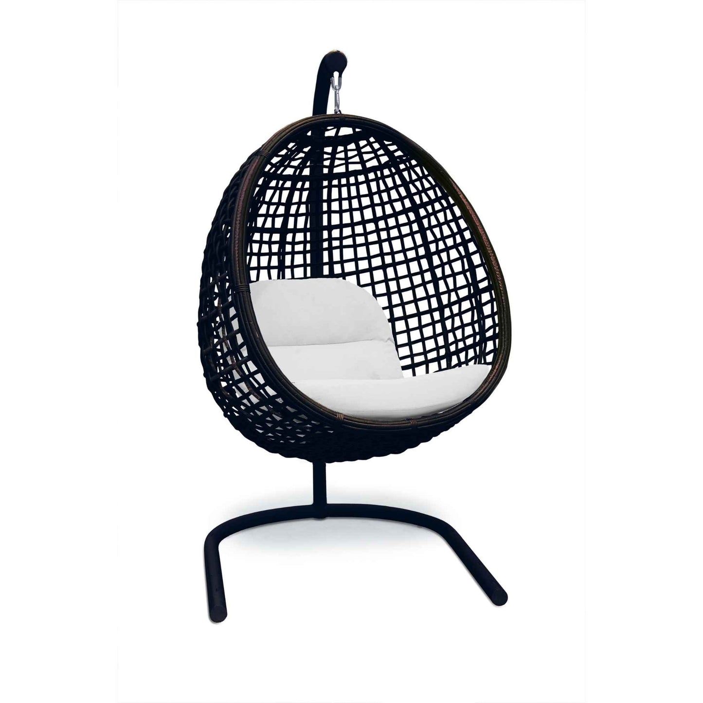 Dynasty Hanging Chair with Frame and Sunbrella Cushion (Black Mushroom)