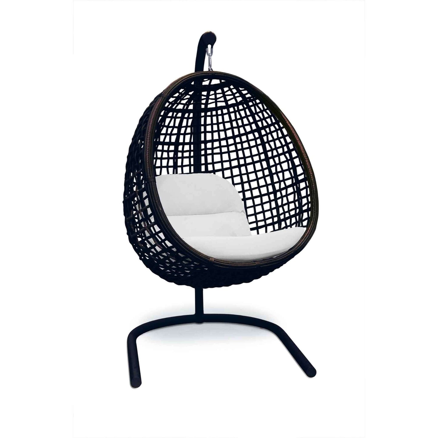 Dynasty Hanging Chair with Frame and Sunbrella Cushion (Black Mushroom)