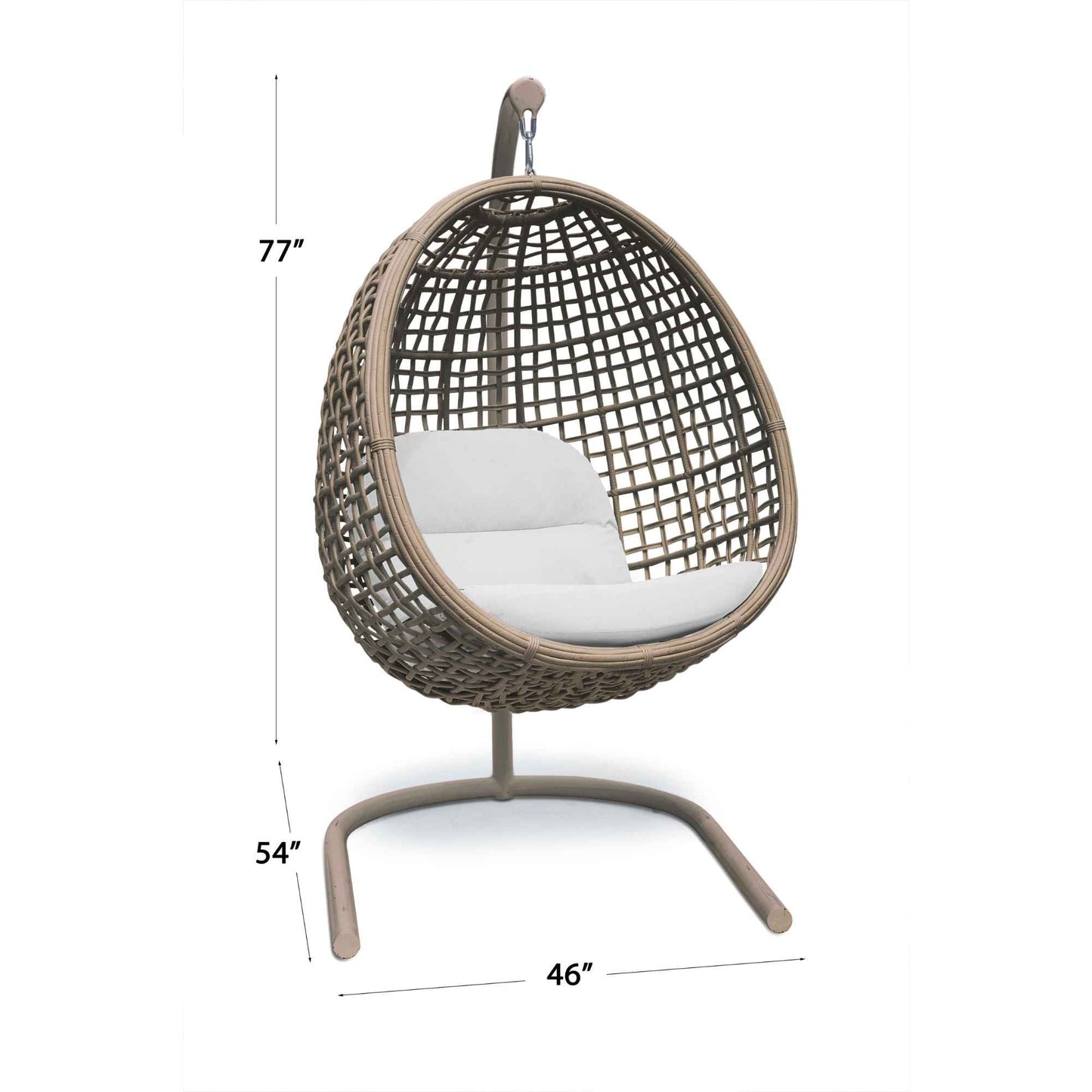 Dynasty Hanging Chair with Frame and Sunbrella Cushion (Kubu Mushroom)