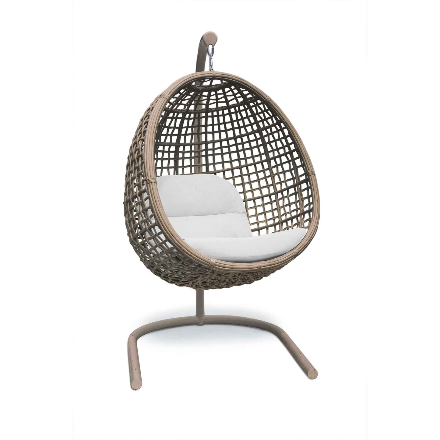 Dynasty Hanging Chair with Frame and Sunbrella Cushion (Kubu Mushroom)