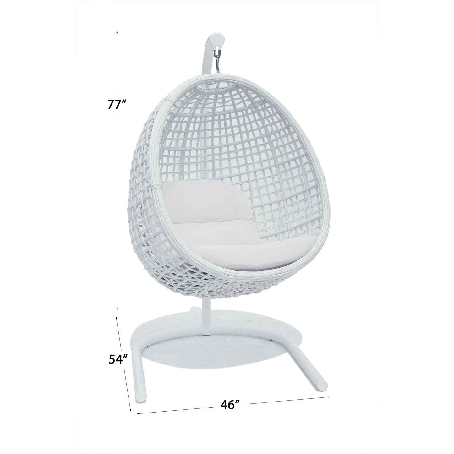 Dynasty Hanging Chair with Frame and Sunbrella Cushion (White Mushroom)