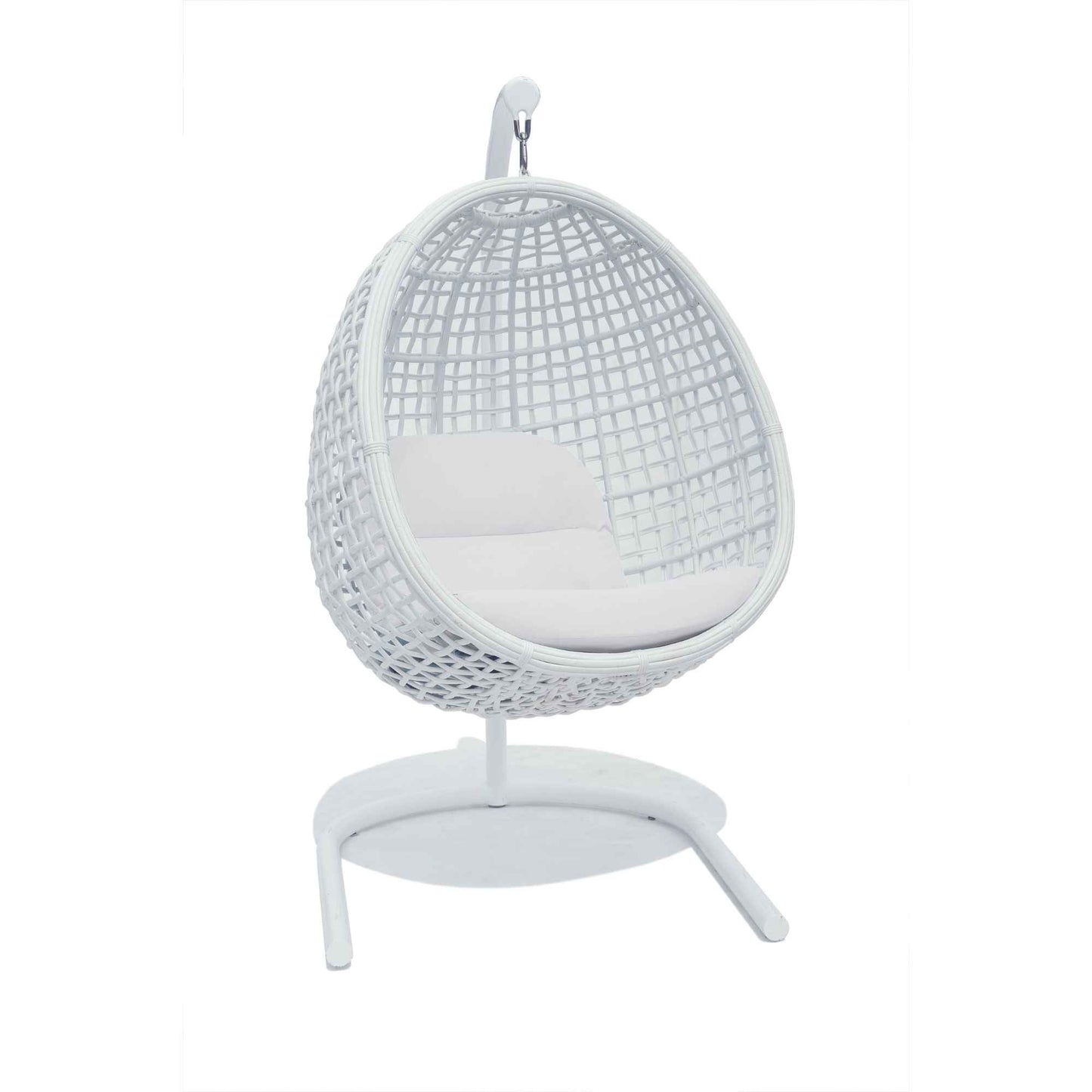Dynasty Hanging Chair with Frame and Sunbrella Cushion (White Mushroom)
