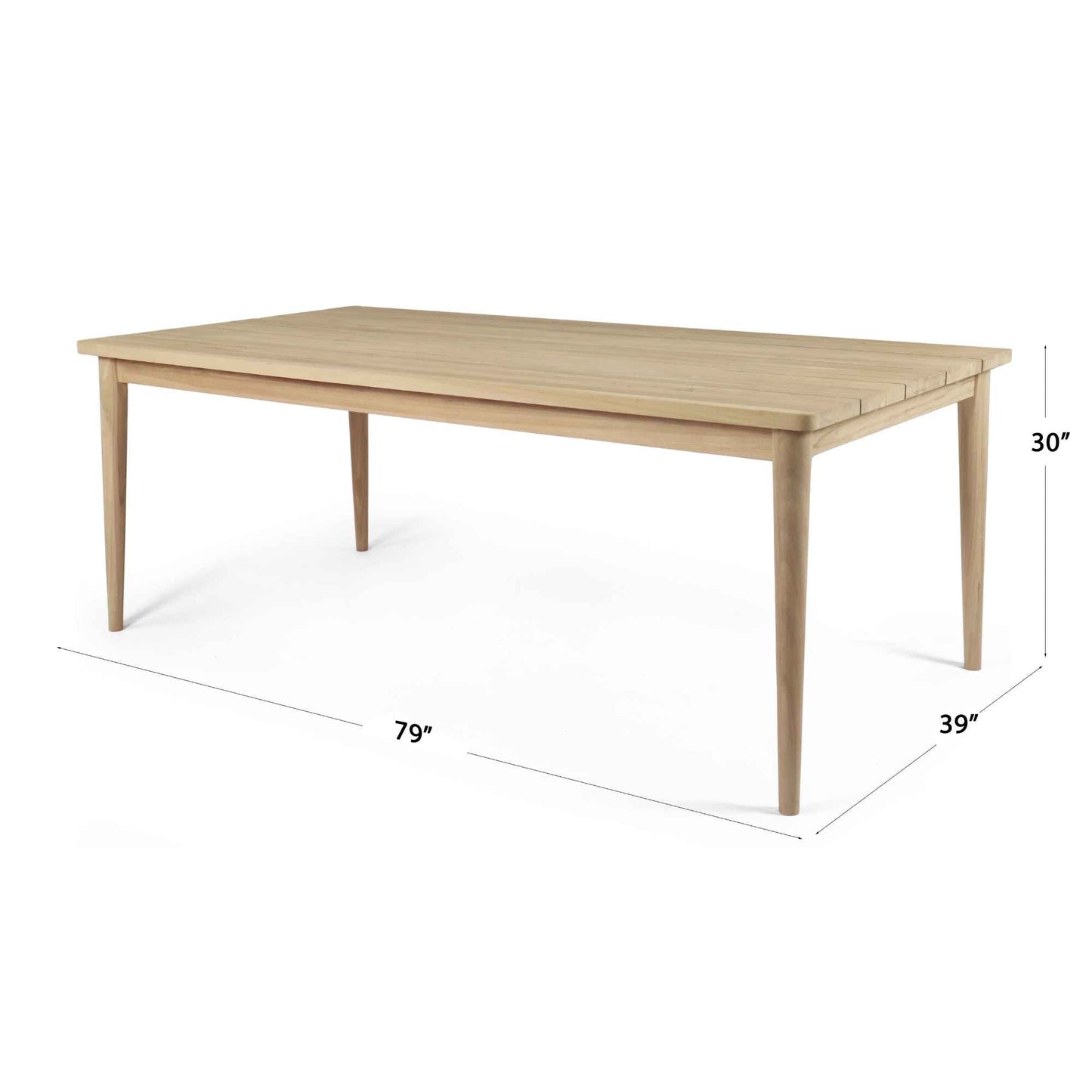 7-foot outdoor dining table made from teak wood