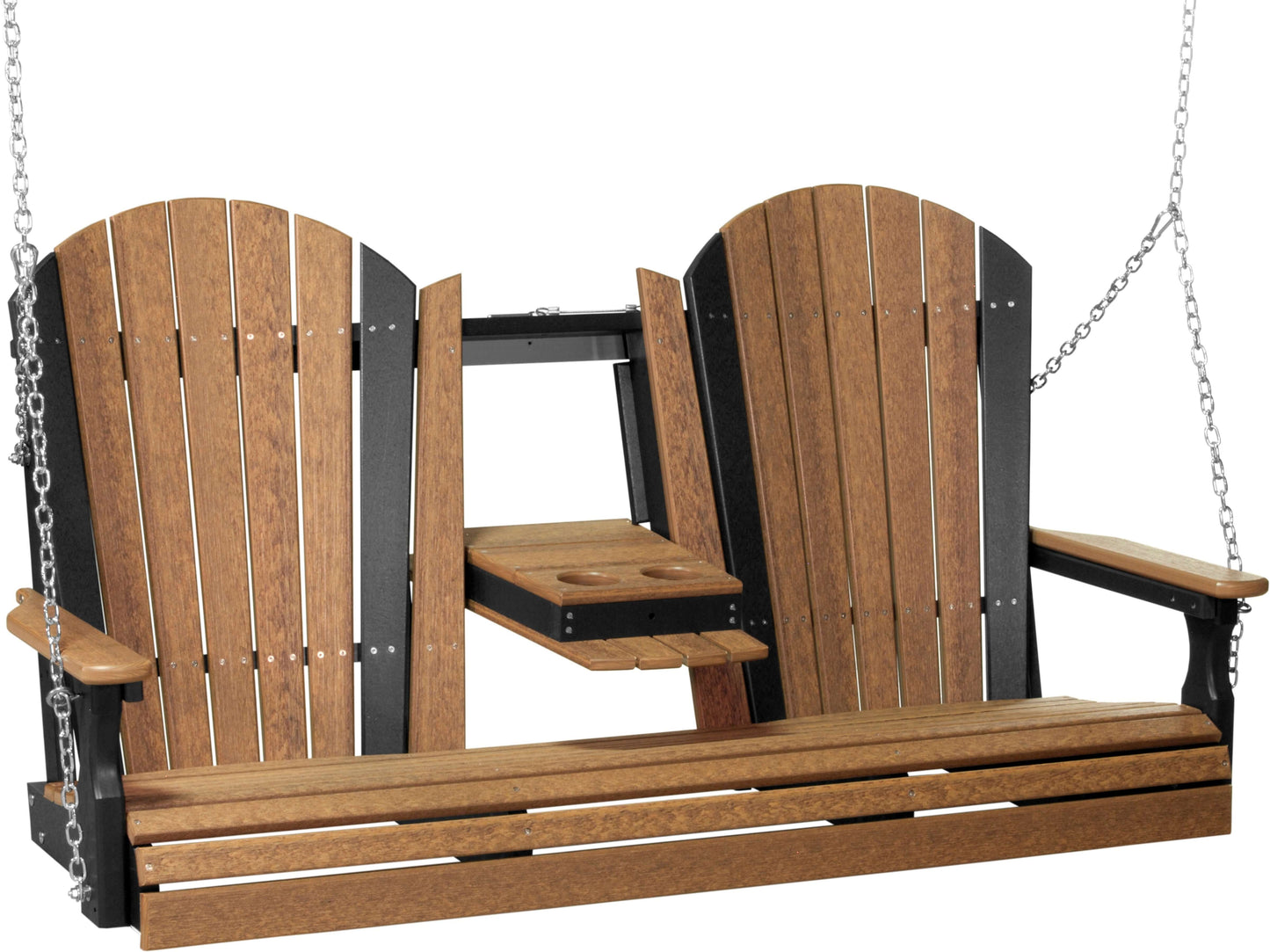 LuxCraft 5' Adirondack Porch Swing made with all-weather poly furniture materials