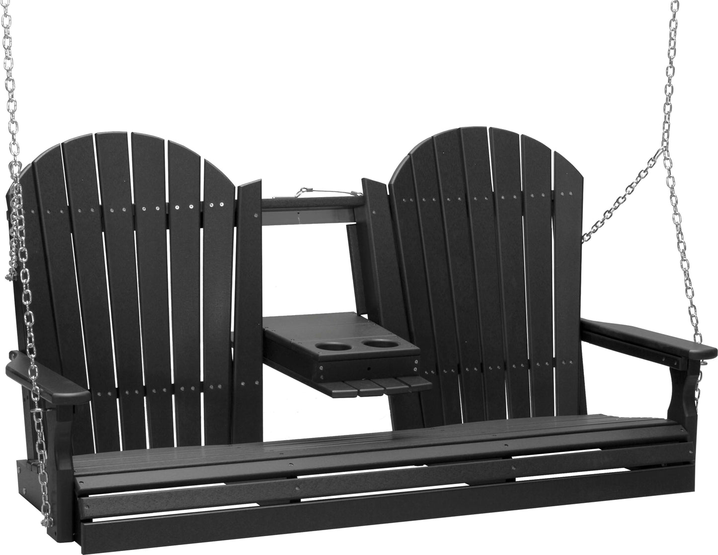 LuxCraft 5' Adirondack Porch Swing made with all-weather poly furniture materials