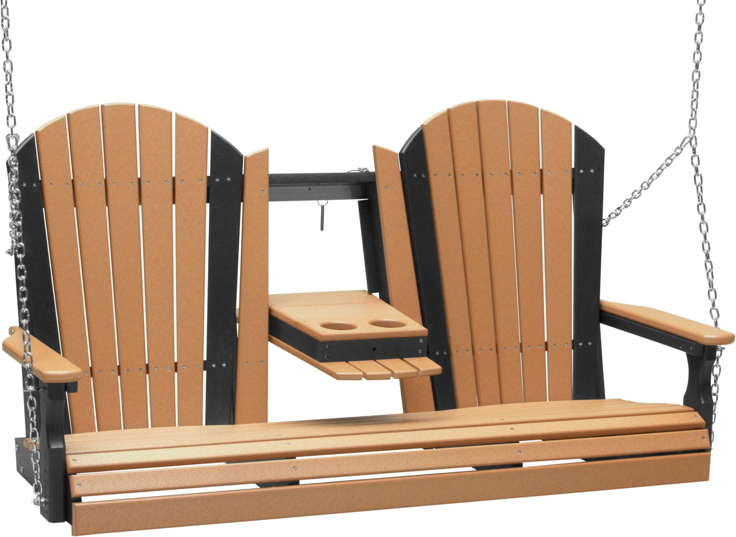 LuxCraft 5' Adirondack Porch Swing made with all-weather poly furniture materials