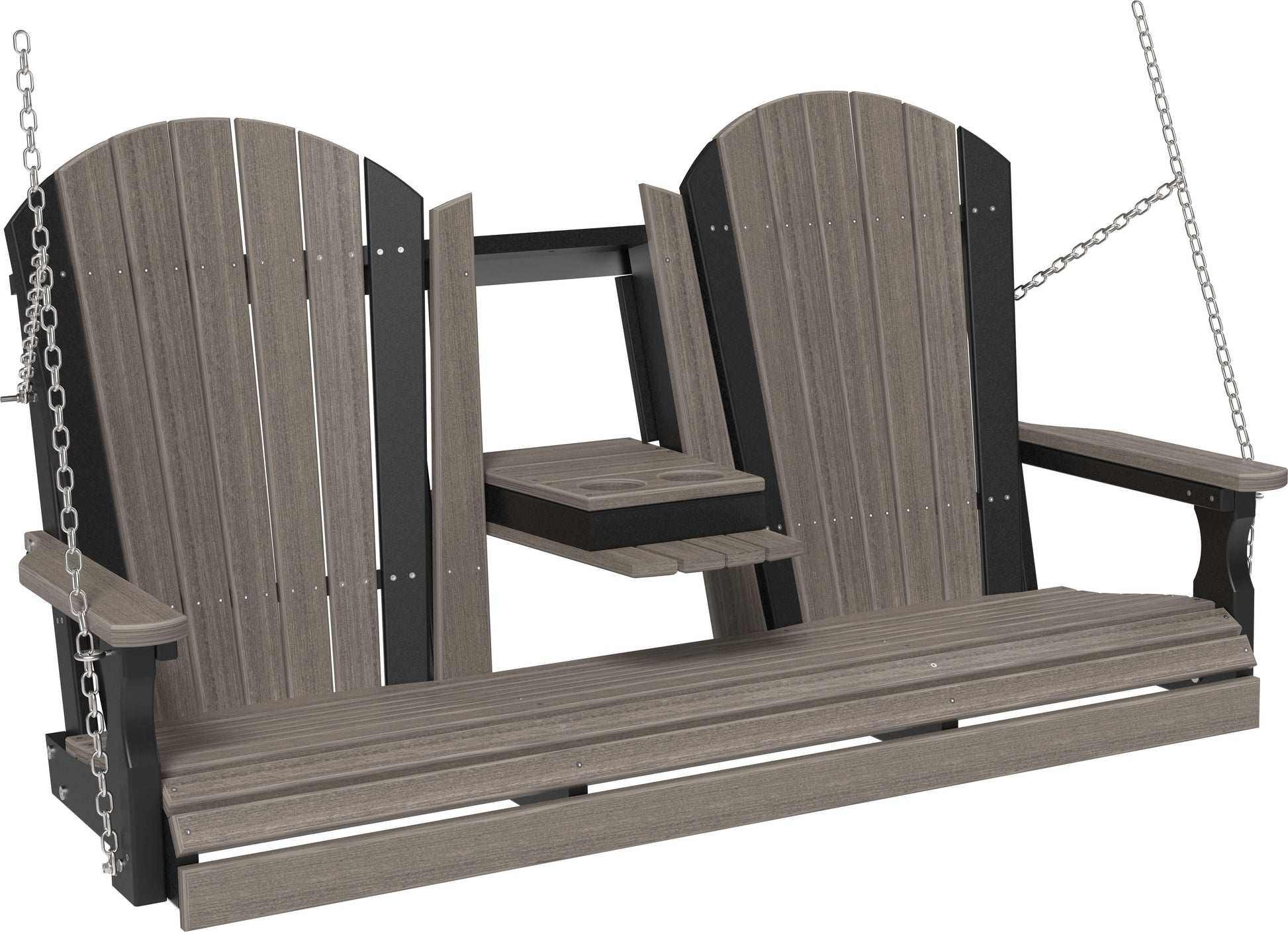 LuxCraft 5' Adirondack Porch Swing made with all-weather poly furniture materials