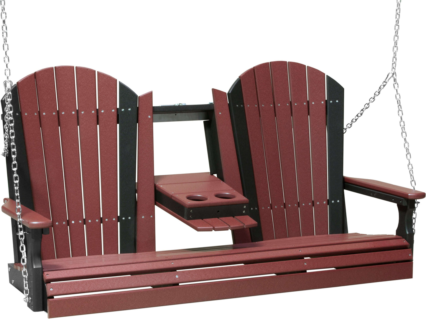 LuxCraft 5' Adirondack Porch Swing made with all-weather poly furniture materials
