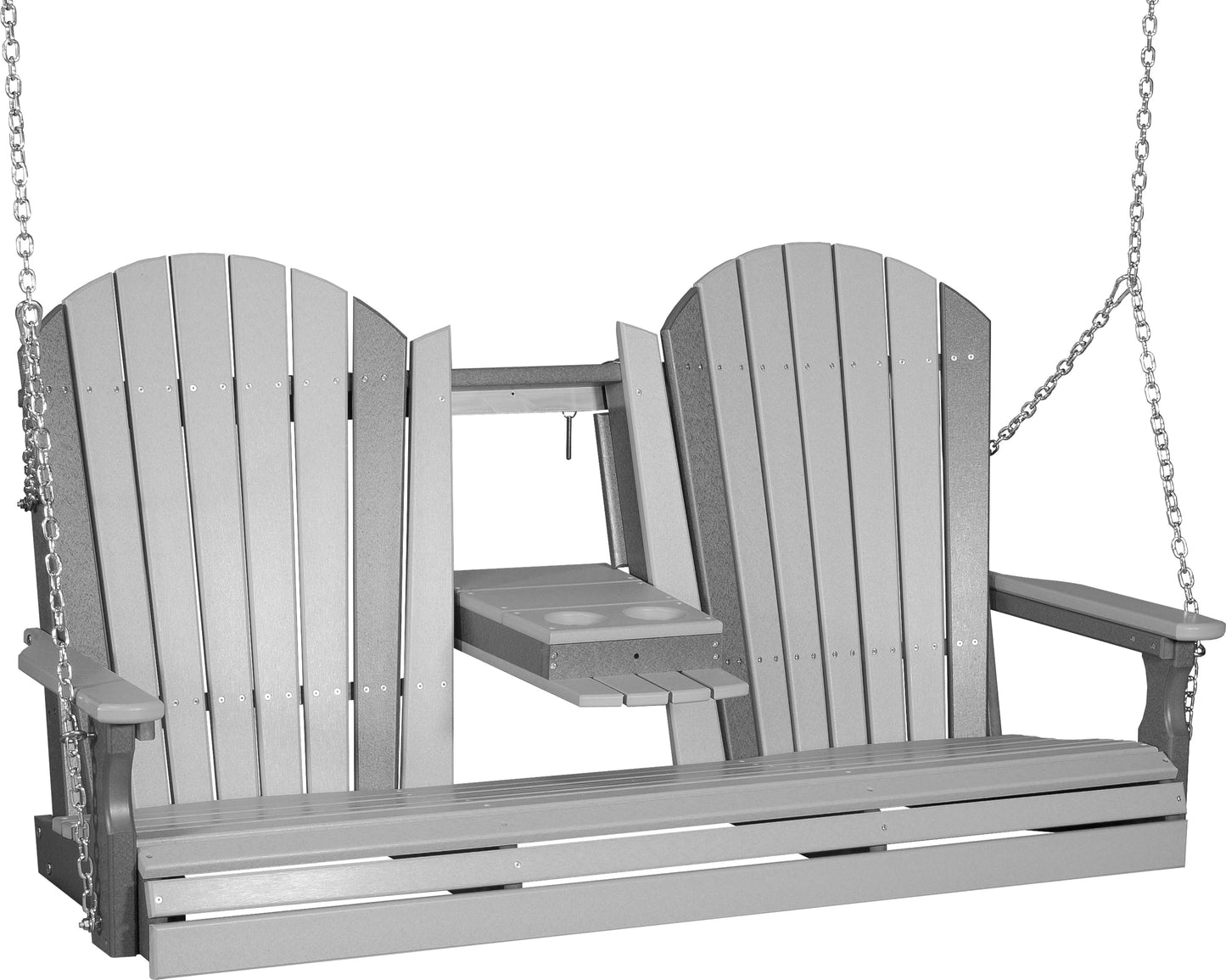 LuxCraft 5' Adirondack Porch Swing made with all-weather poly furniture materials