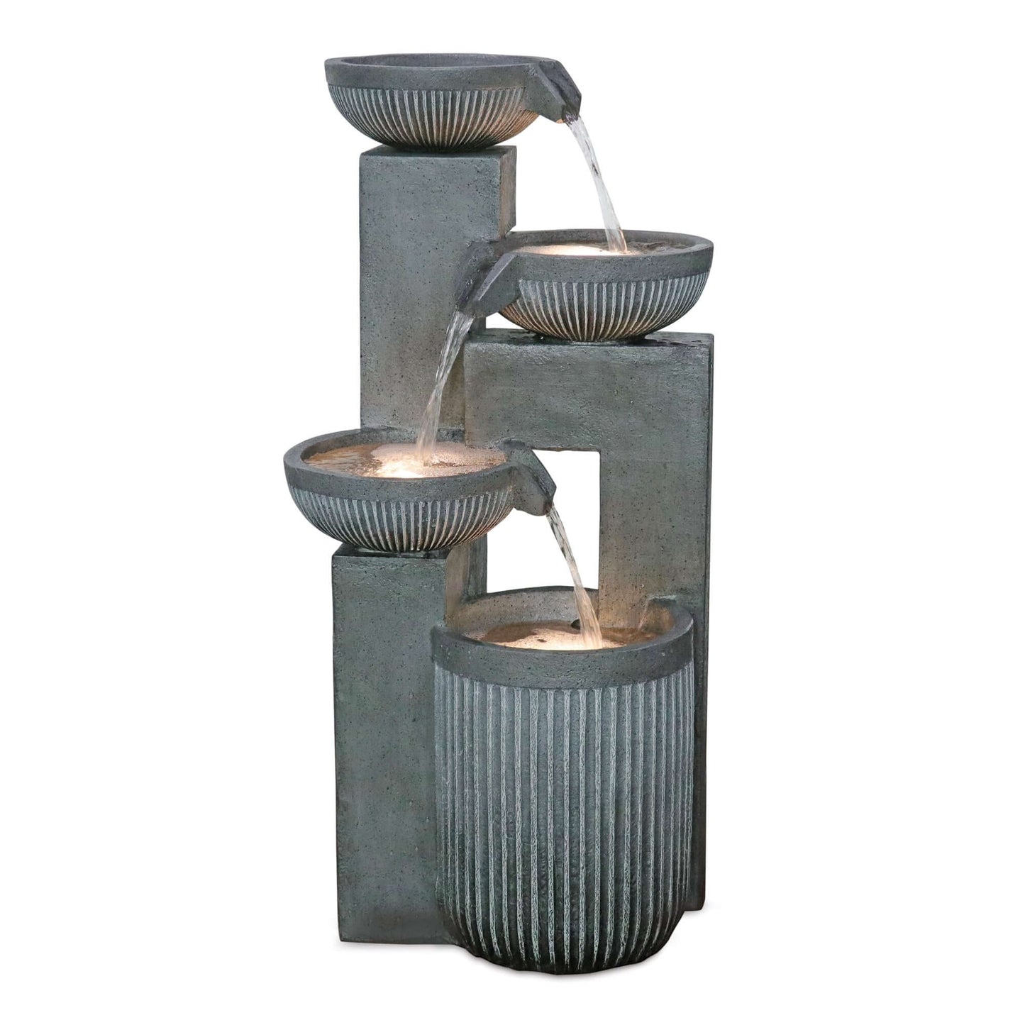 Melrose International stone cascading bowl fountain that is 33" in height for indoor and outdoor use