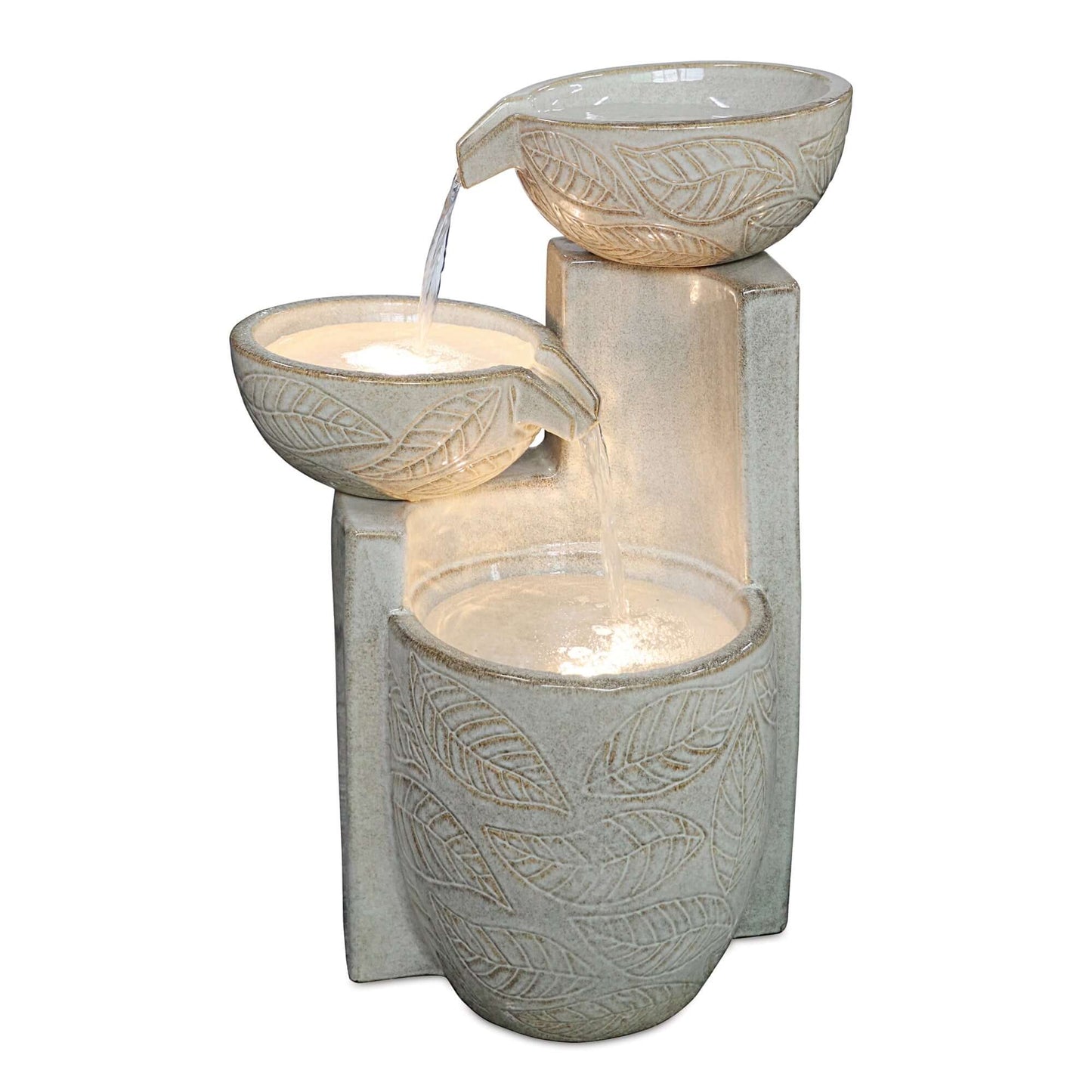 Melrose International ceramic cascading bowl fountain that is 25.5" in height for indoor and outdoor use