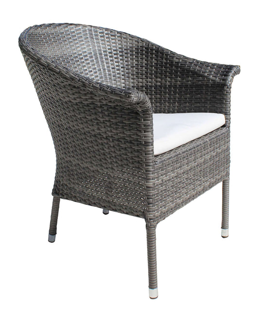 Outdoor stackable woven armchairs with cushion set of 2