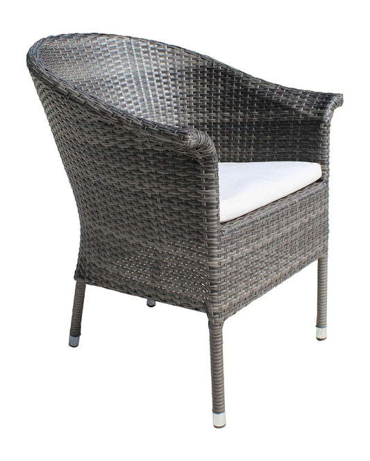 Sleek outdoor lounge chair with cushions made from commercial quality thick wicker weave pattern