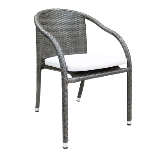 Outdoor stackable woven chairs with cushion set of 2